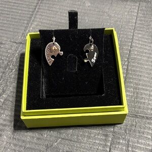 925 sterling Silver Heart Puzzle Earrings (son and mom)
